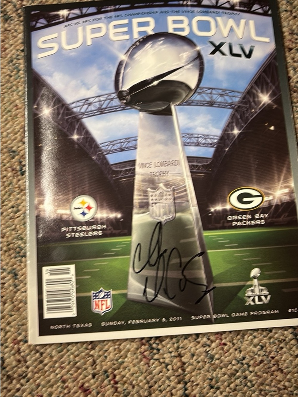 Super Bowl XLV Program - Vince Lombardi  with Team Logos signed by packers coach